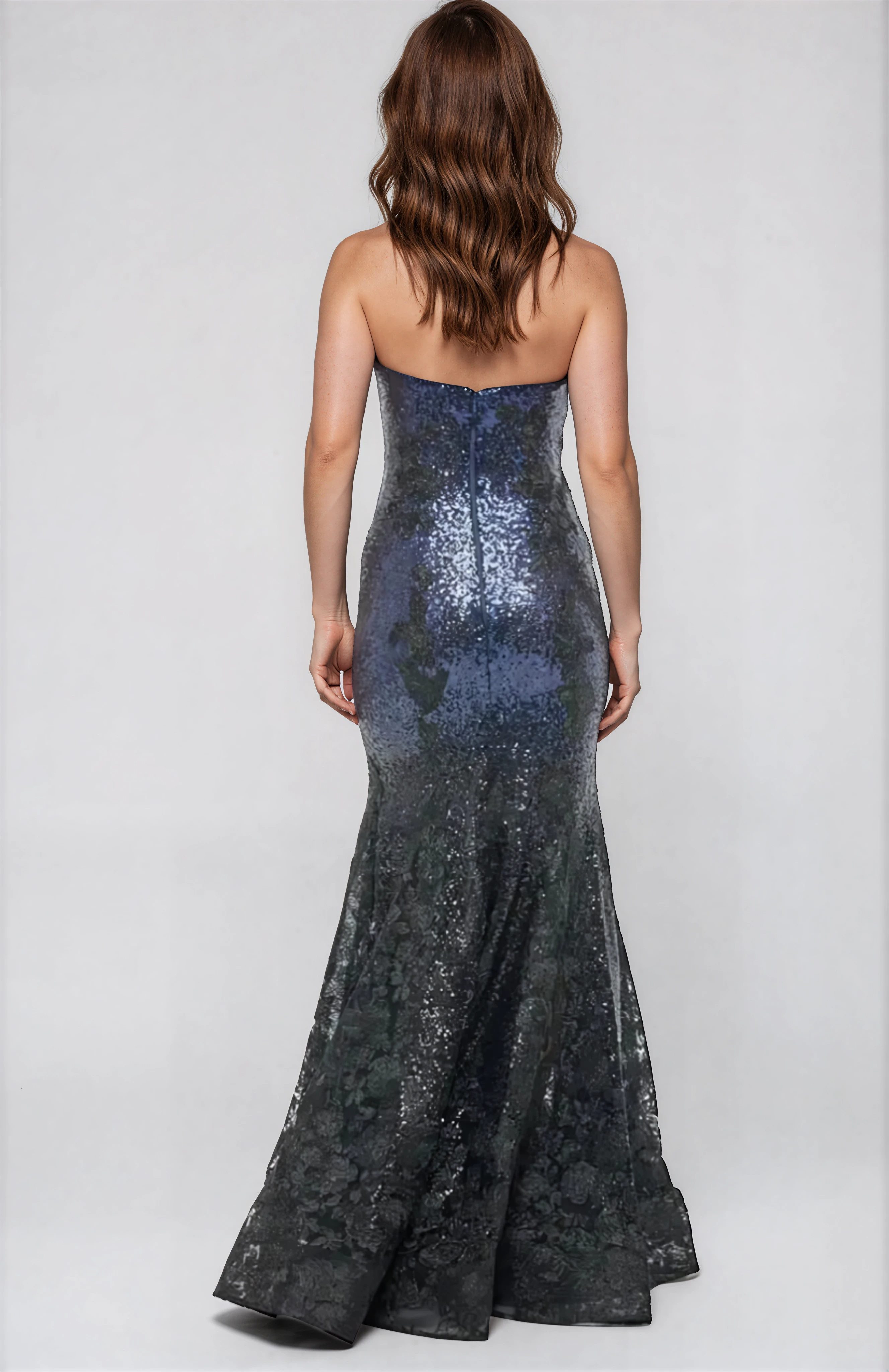 Strapless Sequin Gown Gown Rene Ruiz Collection