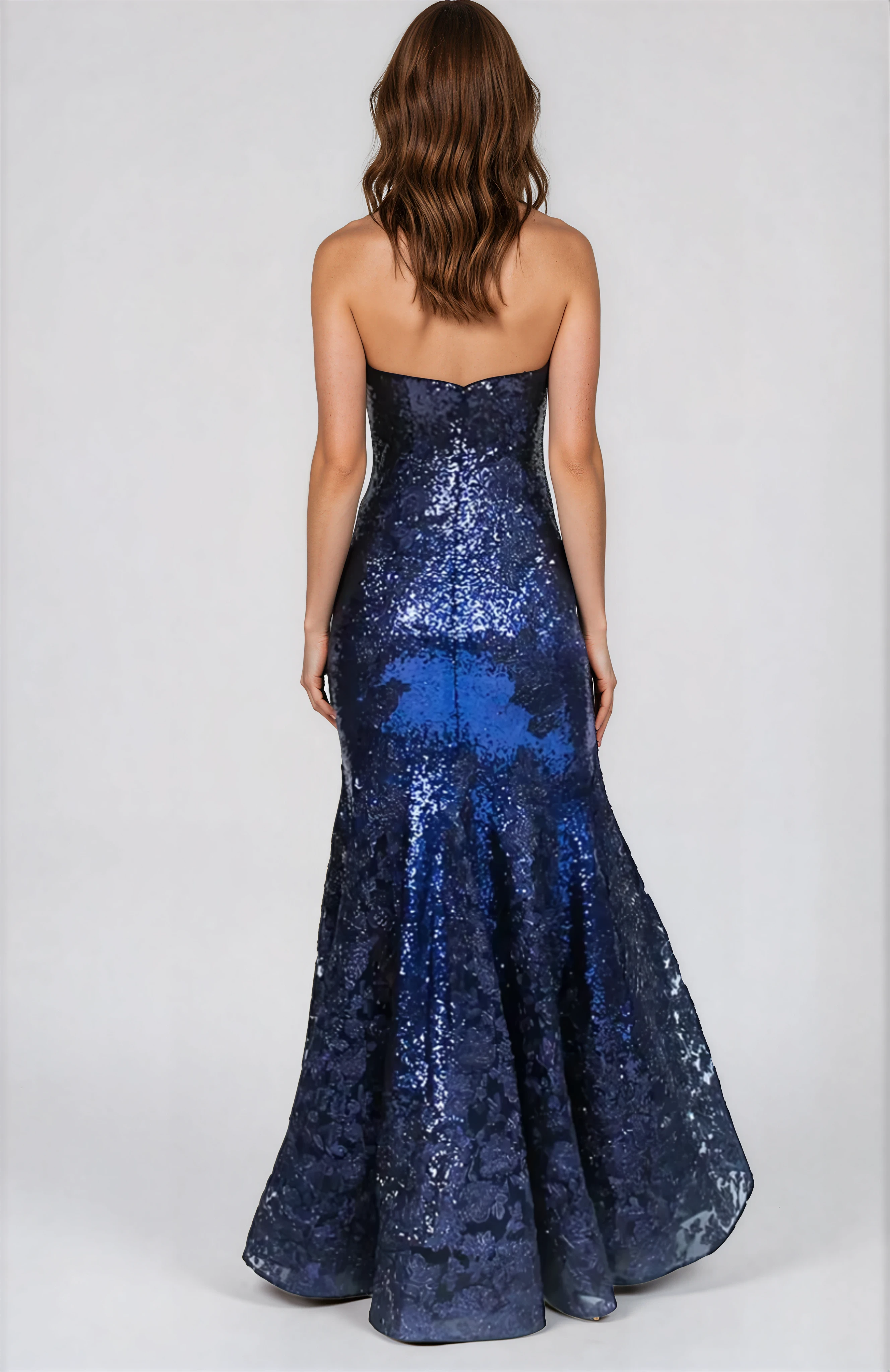 Strapless Sequin Gown Gown Rene Ruiz Collection