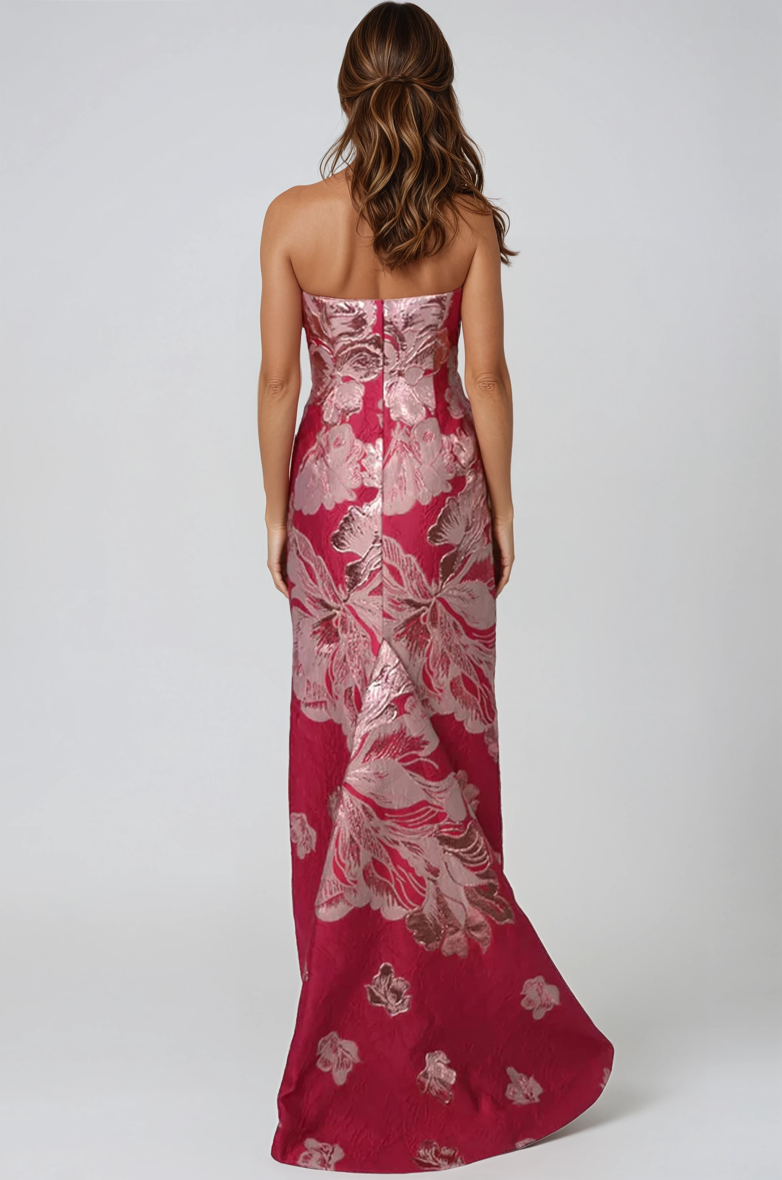 Strapless Sweetheart Brocade Fit And Flare Gown Gown Rene Ruiz Collection