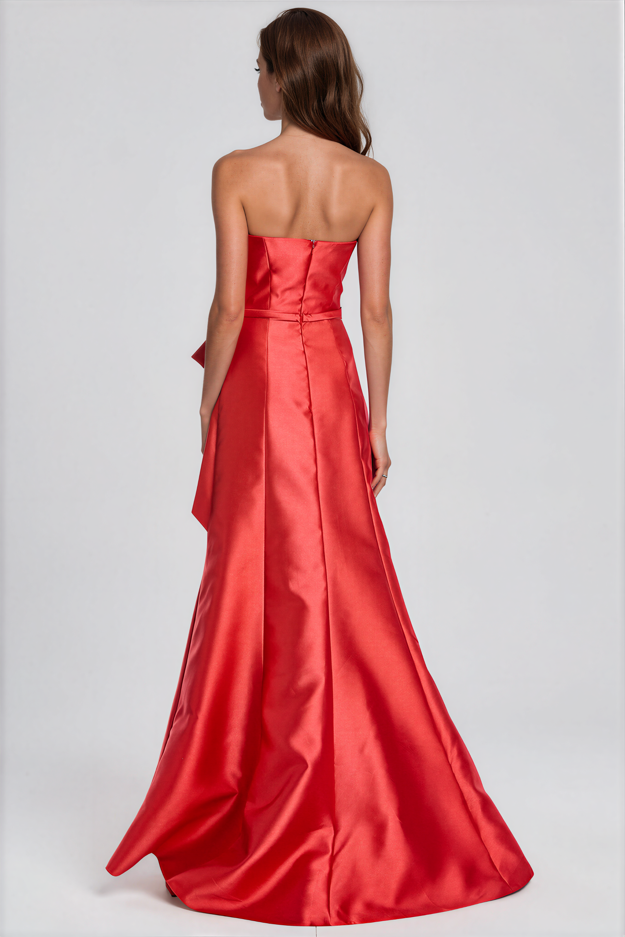 Strapless Ruffle Bow A-Line Gown Gown Rene Ruiz Collection
