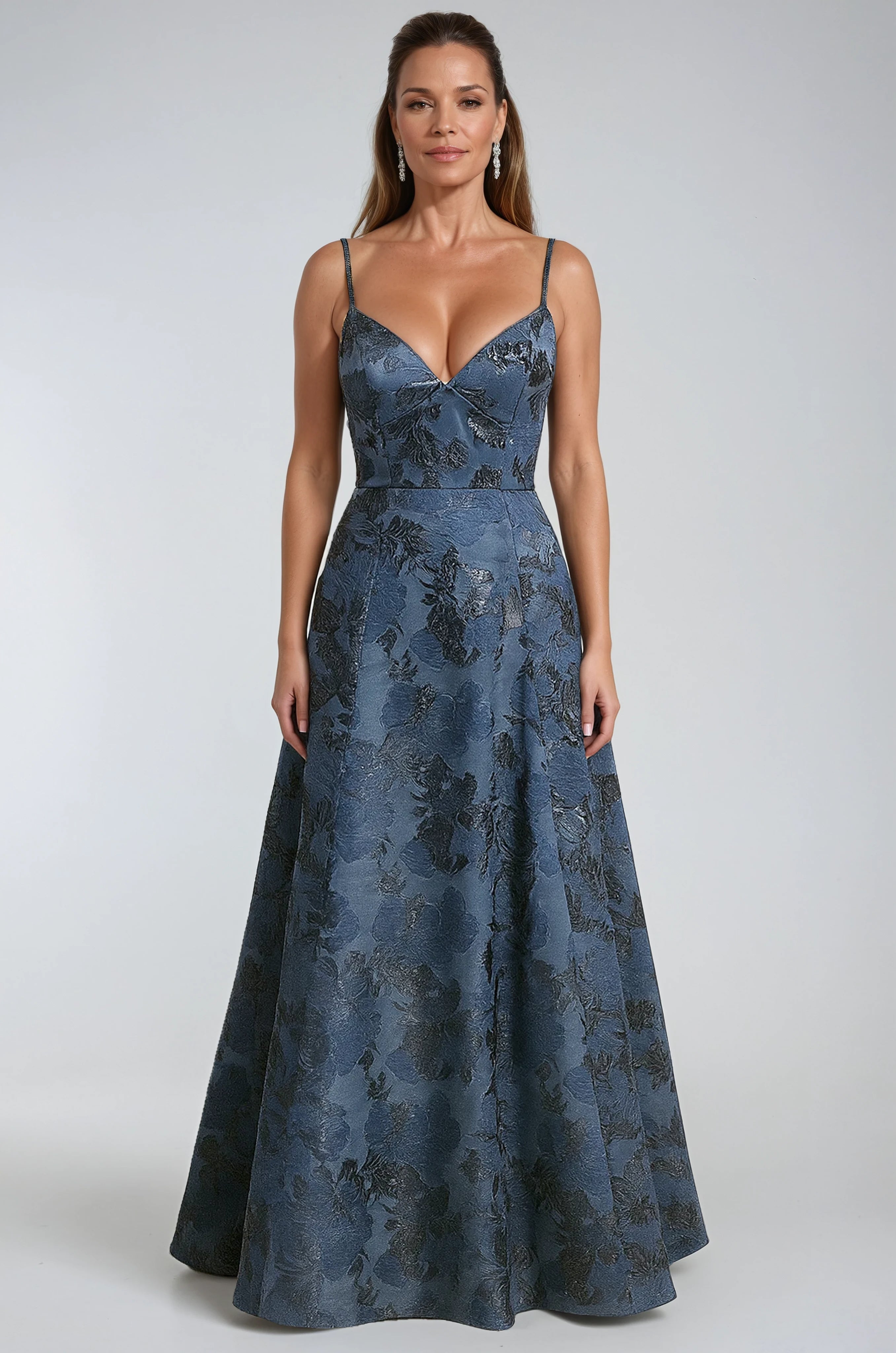 V Neck Spaghetti Strap  A-Line Gown