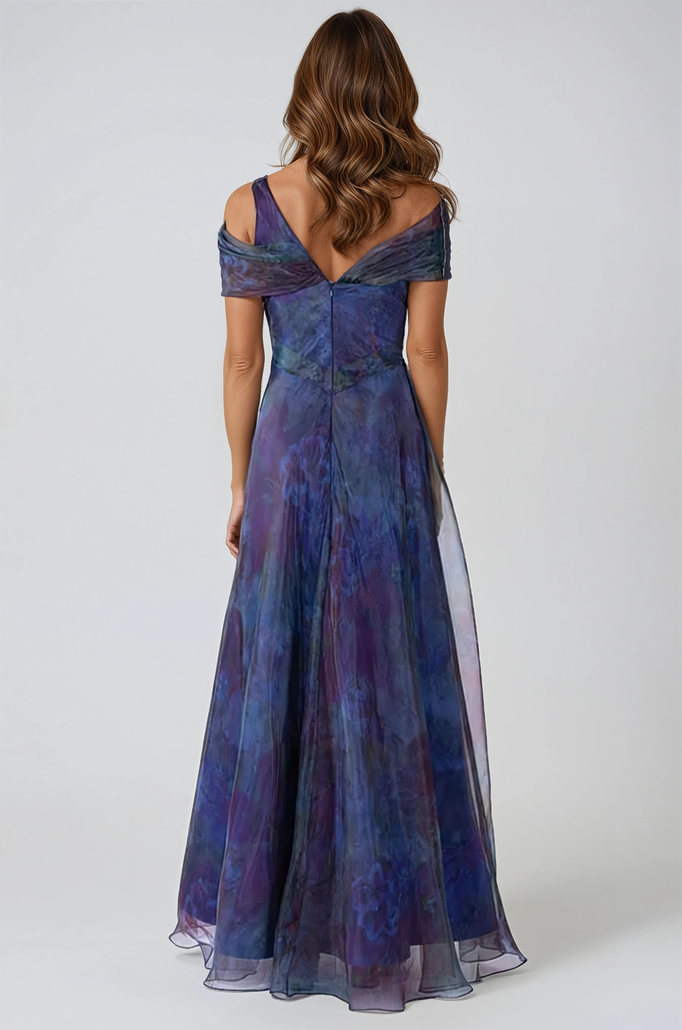 Twisted Off-The-Shoulder Organza Gown Gown Rene Ruiz Collection