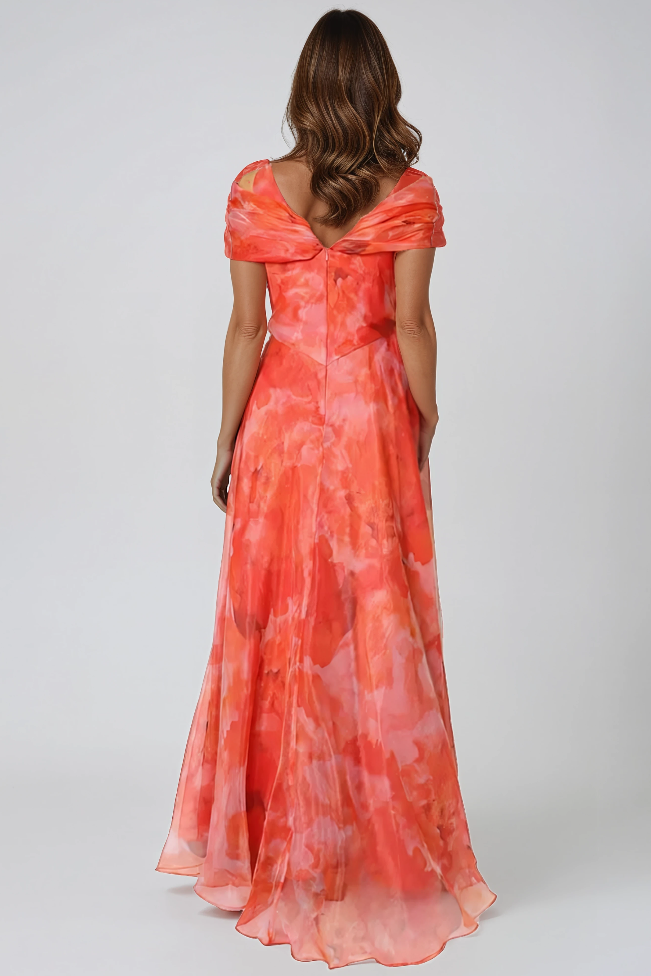 Twisted Off-The-Shoulder Organza Gown Gown Rene Ruiz Collection