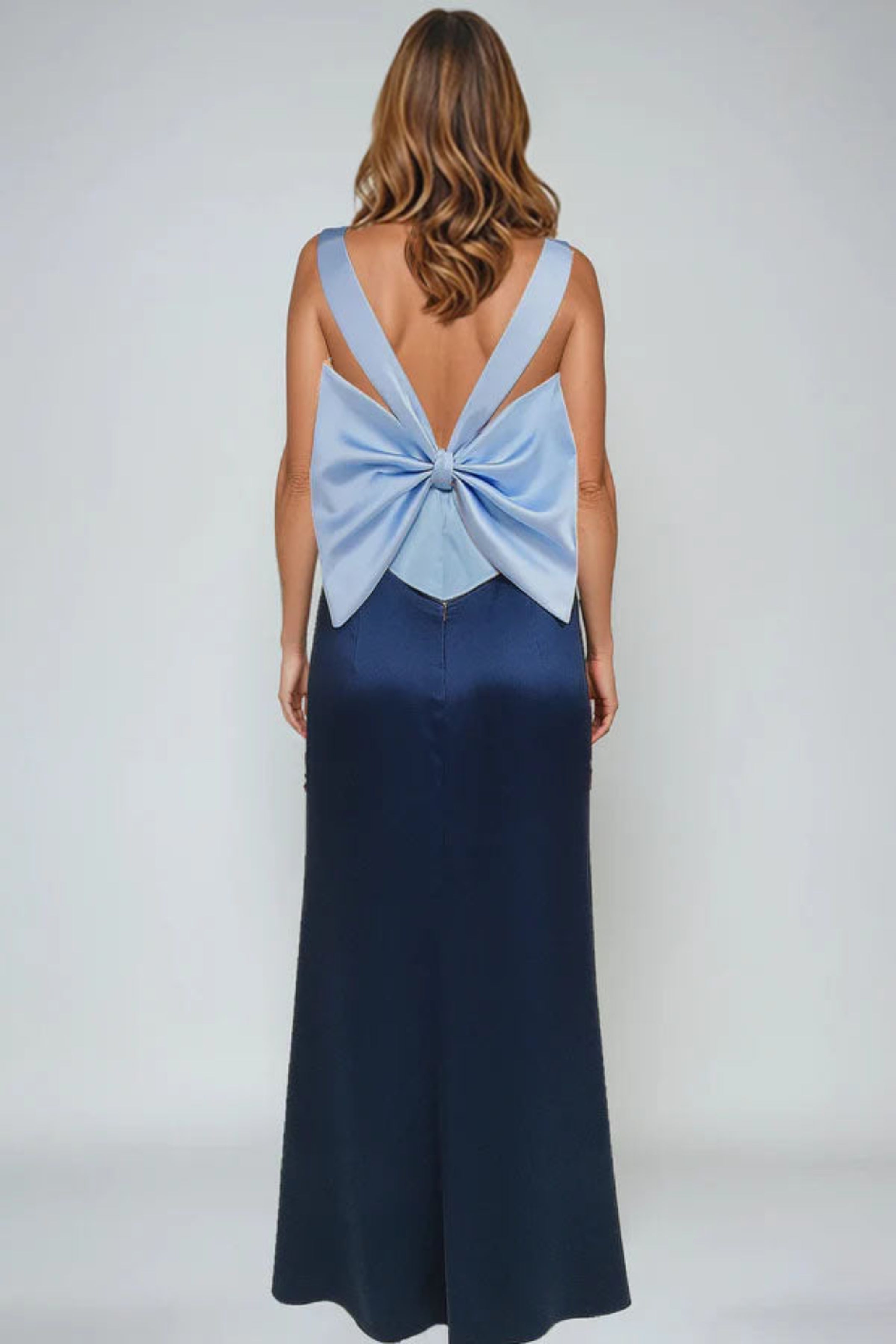 Two Tone Satin Sweetheart Column Gown Cocktail Rene Ruiz Collection