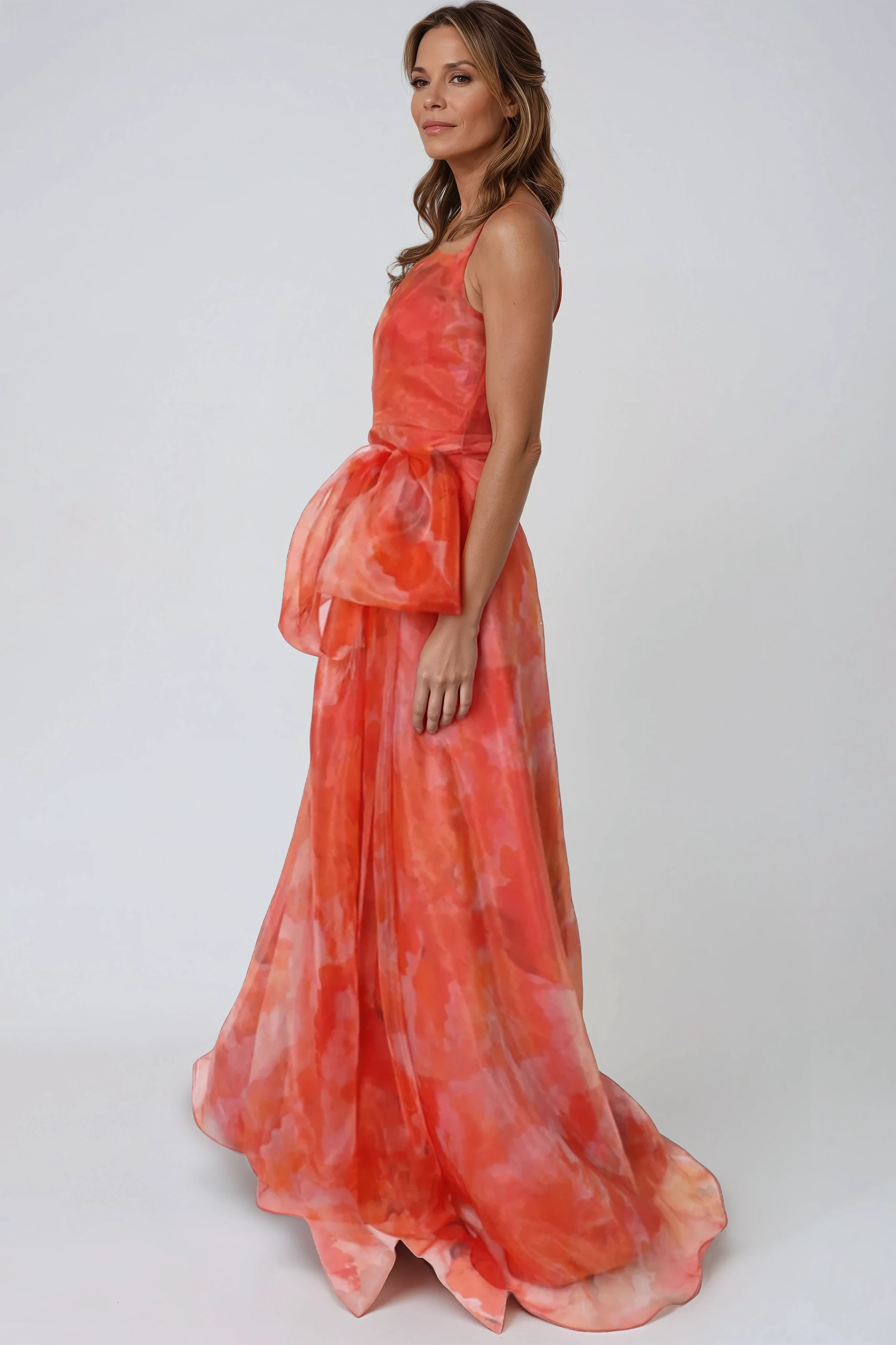 V-Neck Organza A-Line Gown Gown Rene Ruiz Collection