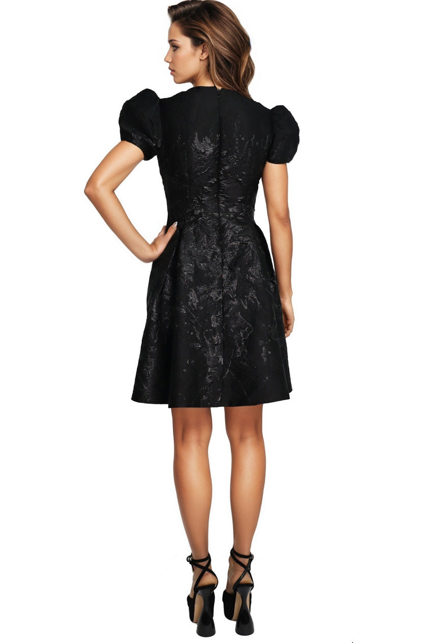 Puff Sleeve A-line Brocade Cocktail  