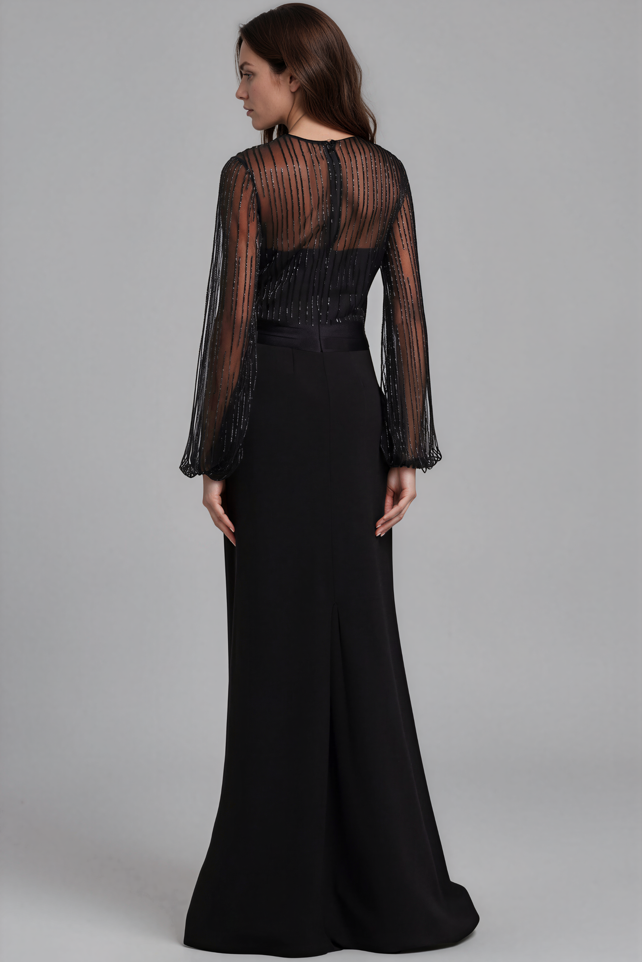 Beaded Illusion Fit & Flare Gown Beaded Illusion Fit & Flare Gown