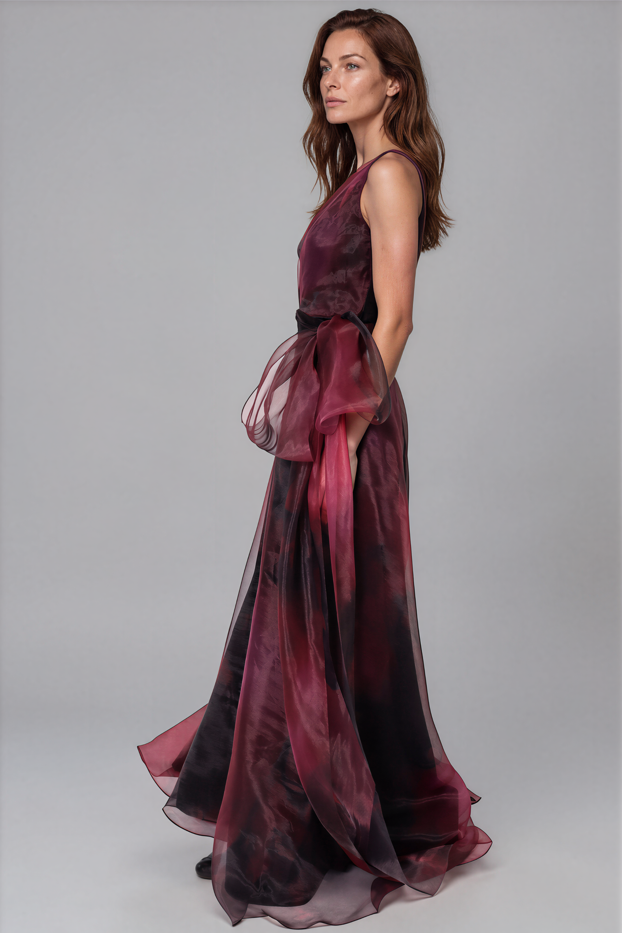 V-Neck Organza A-Line Gown Gown Rene Ruiz Collection