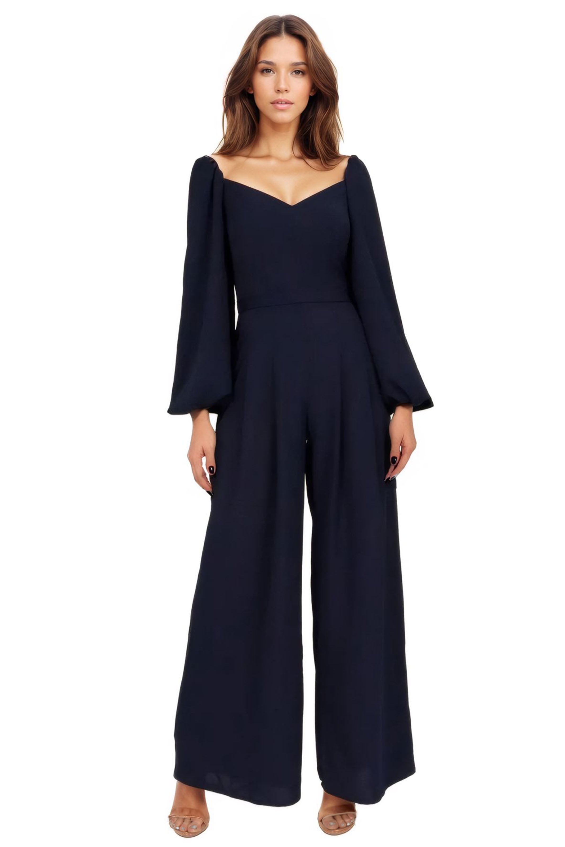 Navy blue long sleeve jumpsuit hotsell