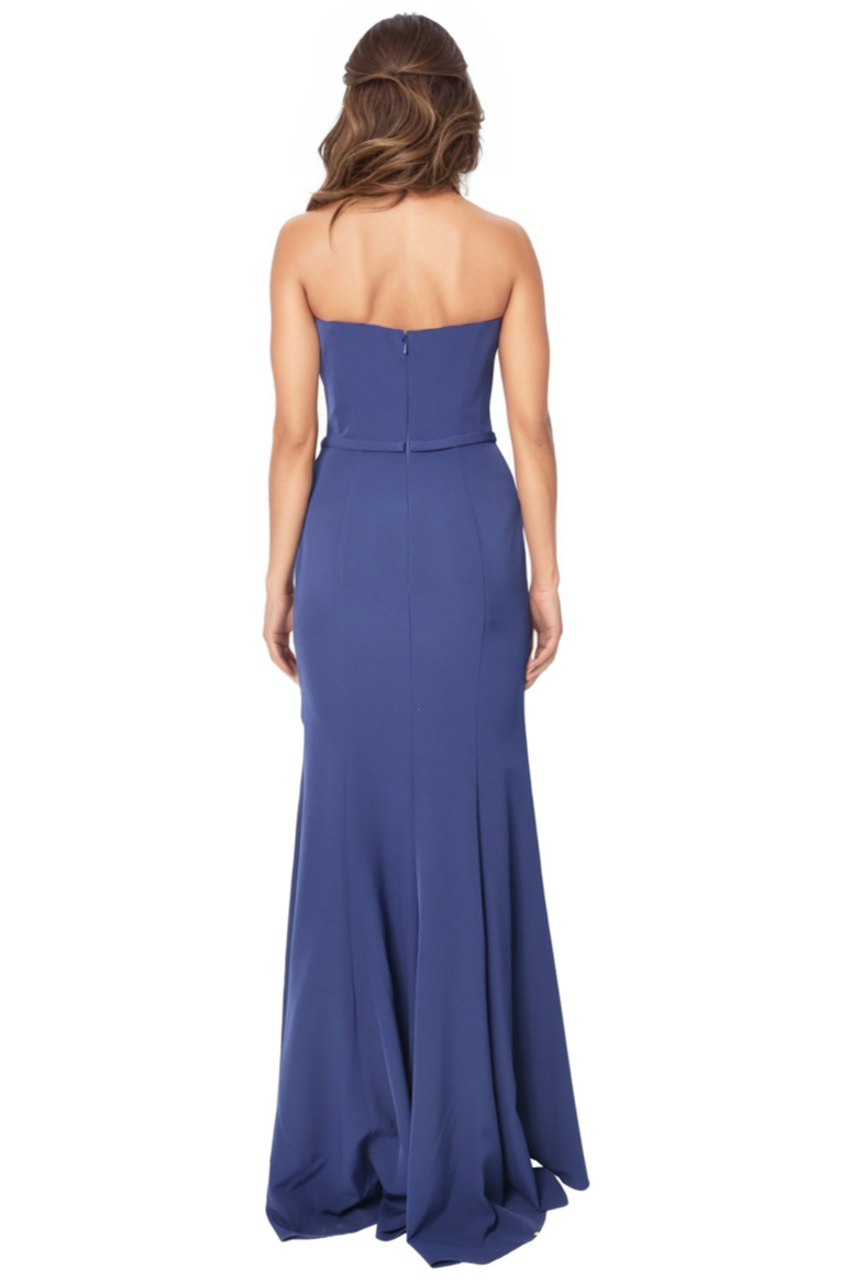 Strapless Ruffle Bow Column Gown  