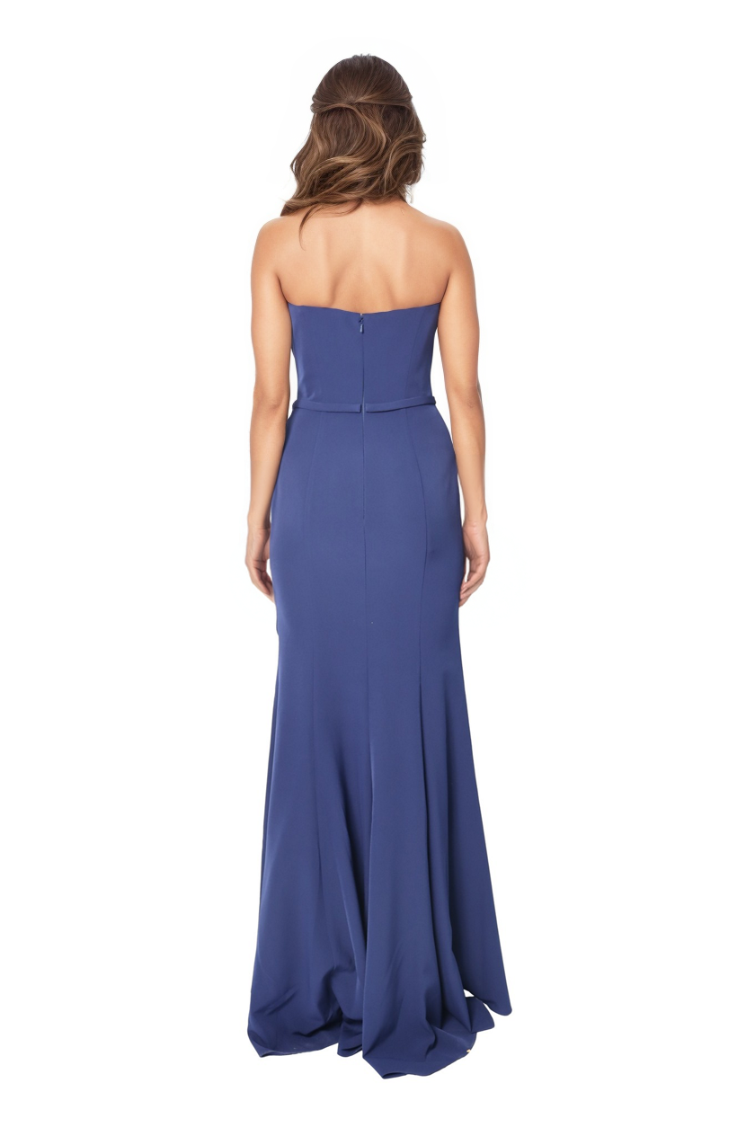 Strapless Ruffle Bow Column Gown  