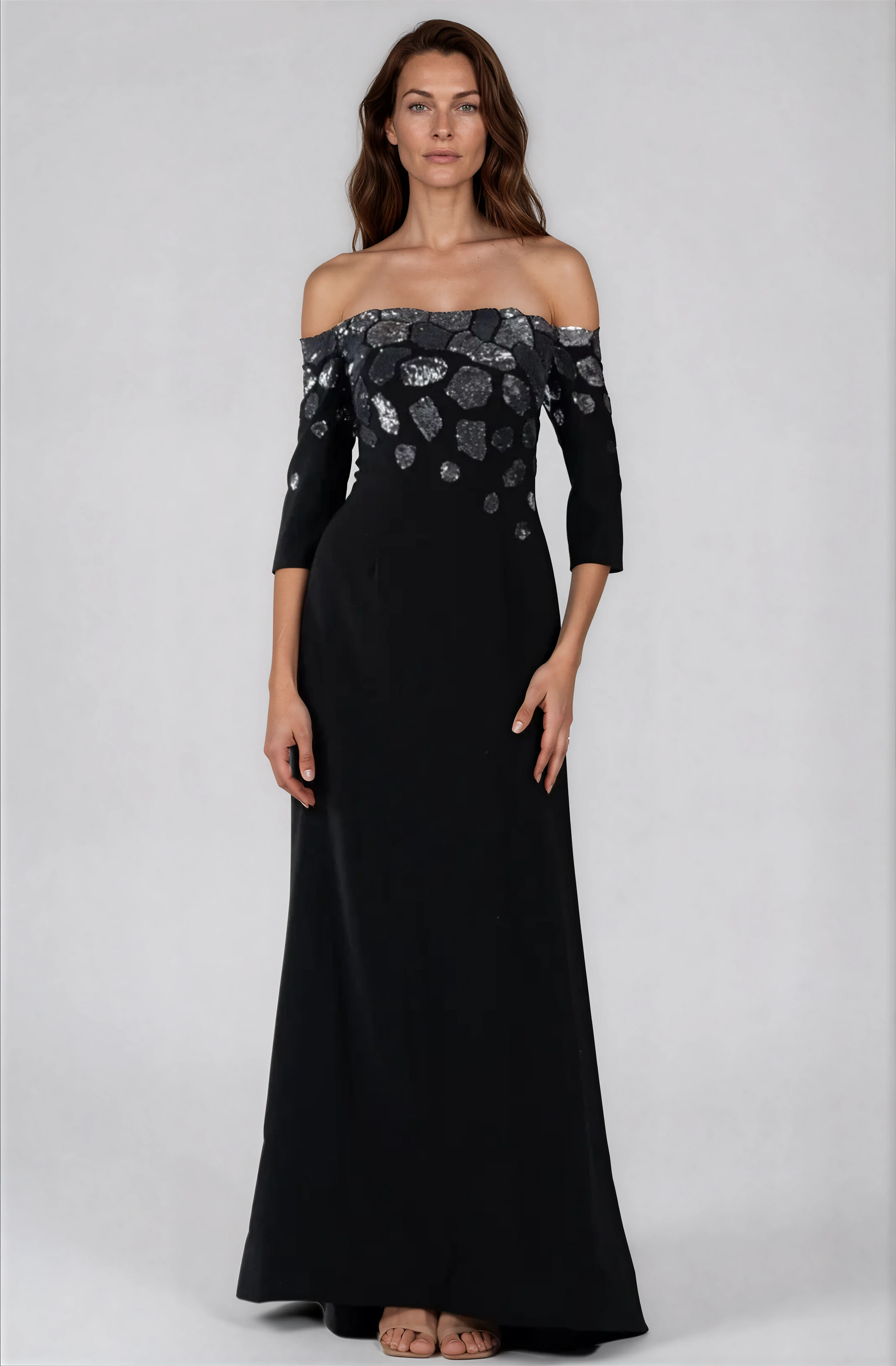 Off the Shoulder 3/4 Sleeve Gown