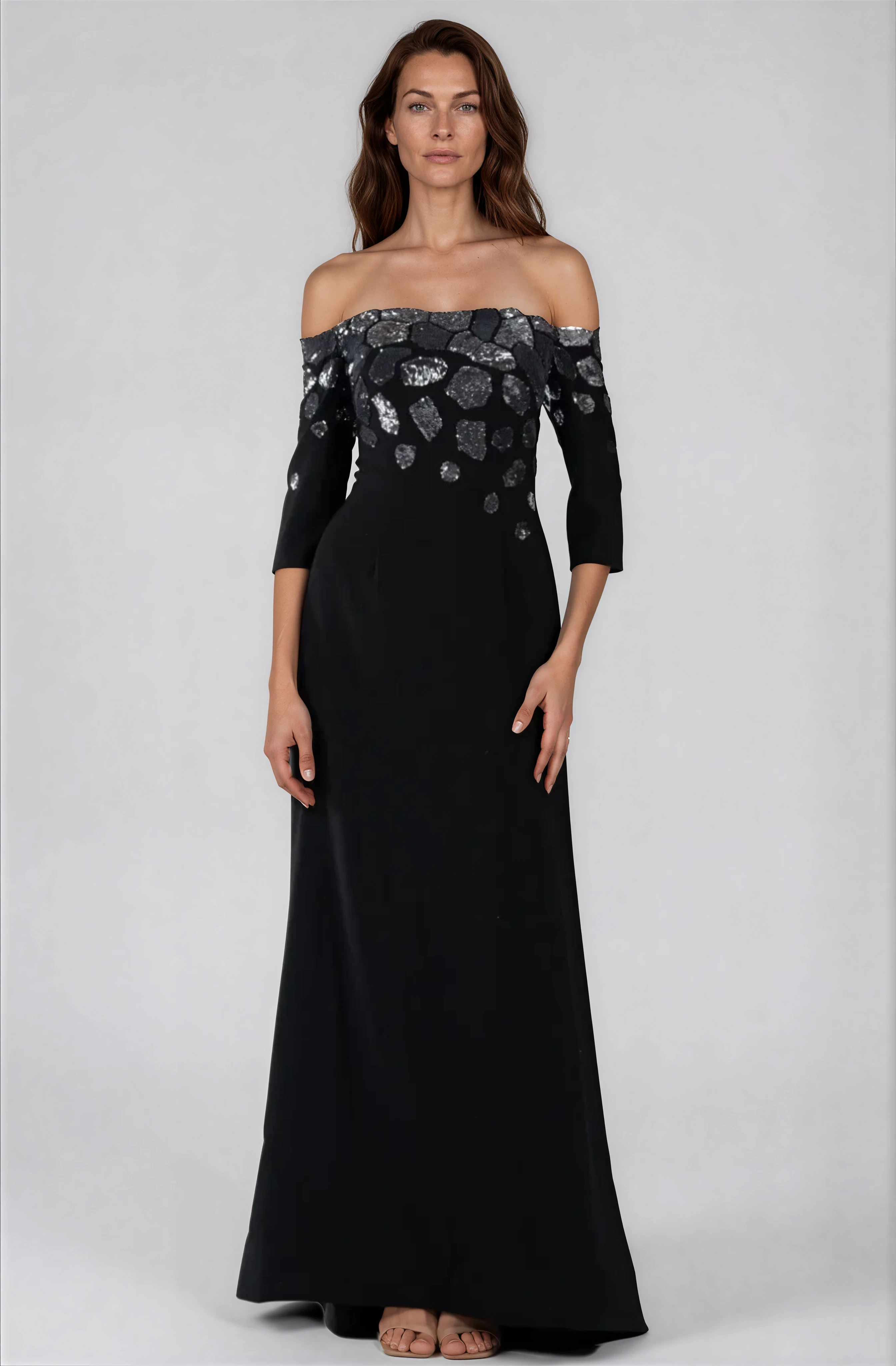 Off the Shoulder 3/4 Sleeve Gown Off the Shoulder 3/4 Sleeve Gown