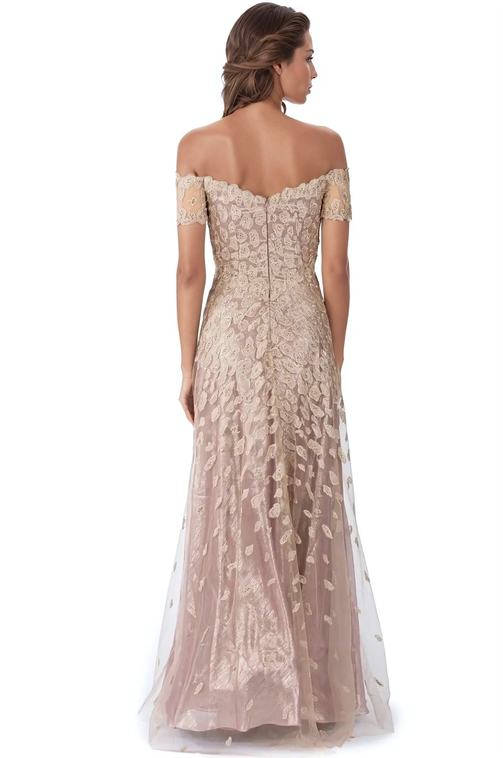 Off The Shoulder A-Line Embroidered Gown  