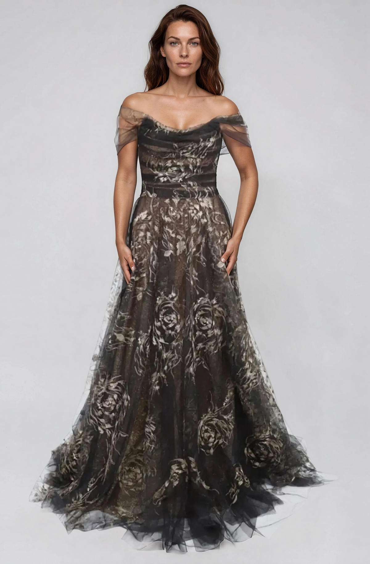 embroidered off the shoulder dress Draped A-Line Gown US Sizes:10.5 Men's = 12 Women's CATEGORY::dresses & skirts in Size 0 Honey Jalapeño Lime Vinaigrette