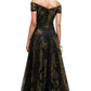 Off The Shoulder Embroidered Sequin Gown  
