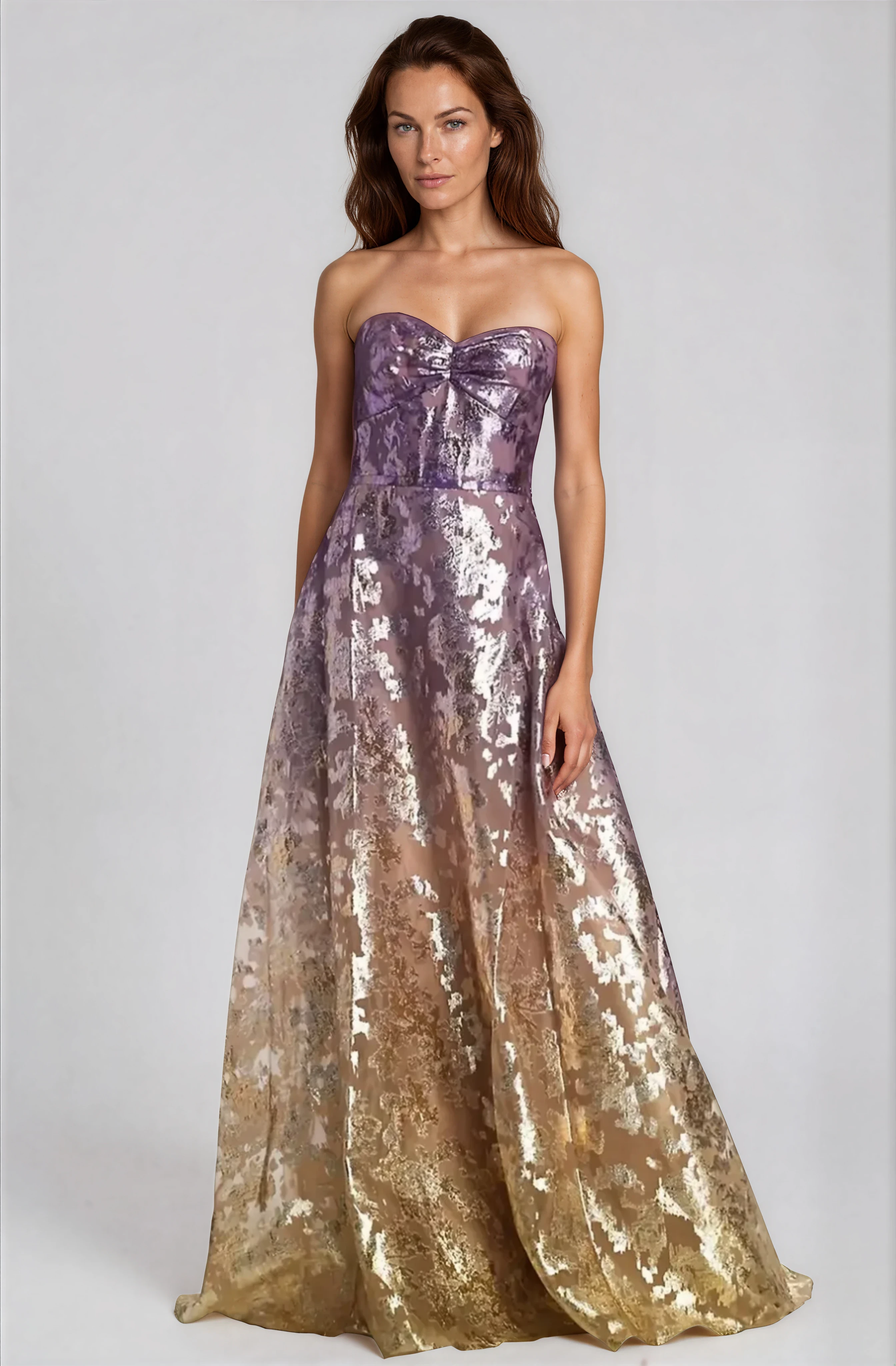 Ombré Fil Coupe Strapless Gown Gown Rene Ruiz Collection
