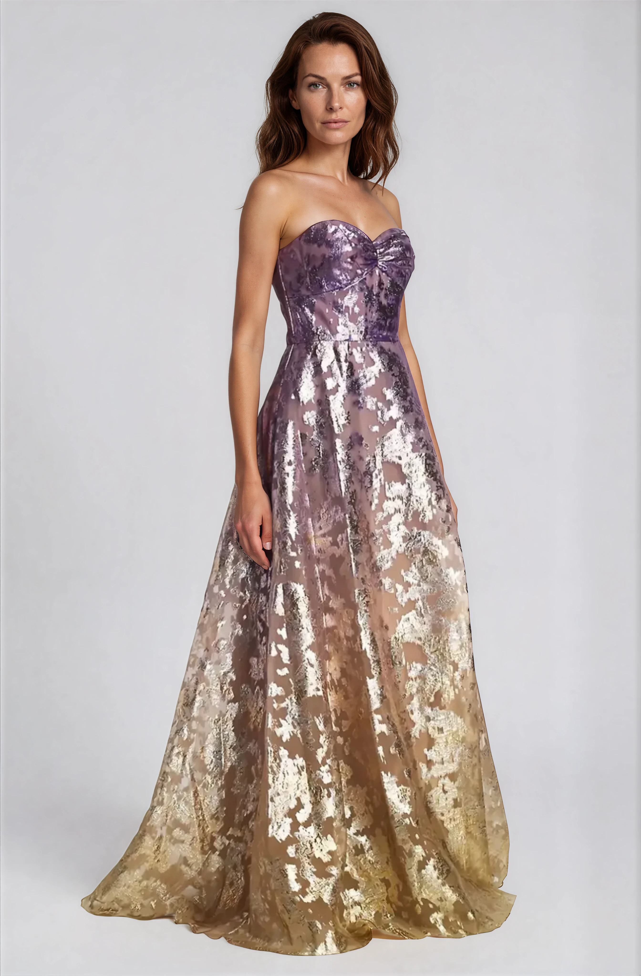 Ombré Fil Coupe Strapless Gown Gown Rene Ruiz Collection