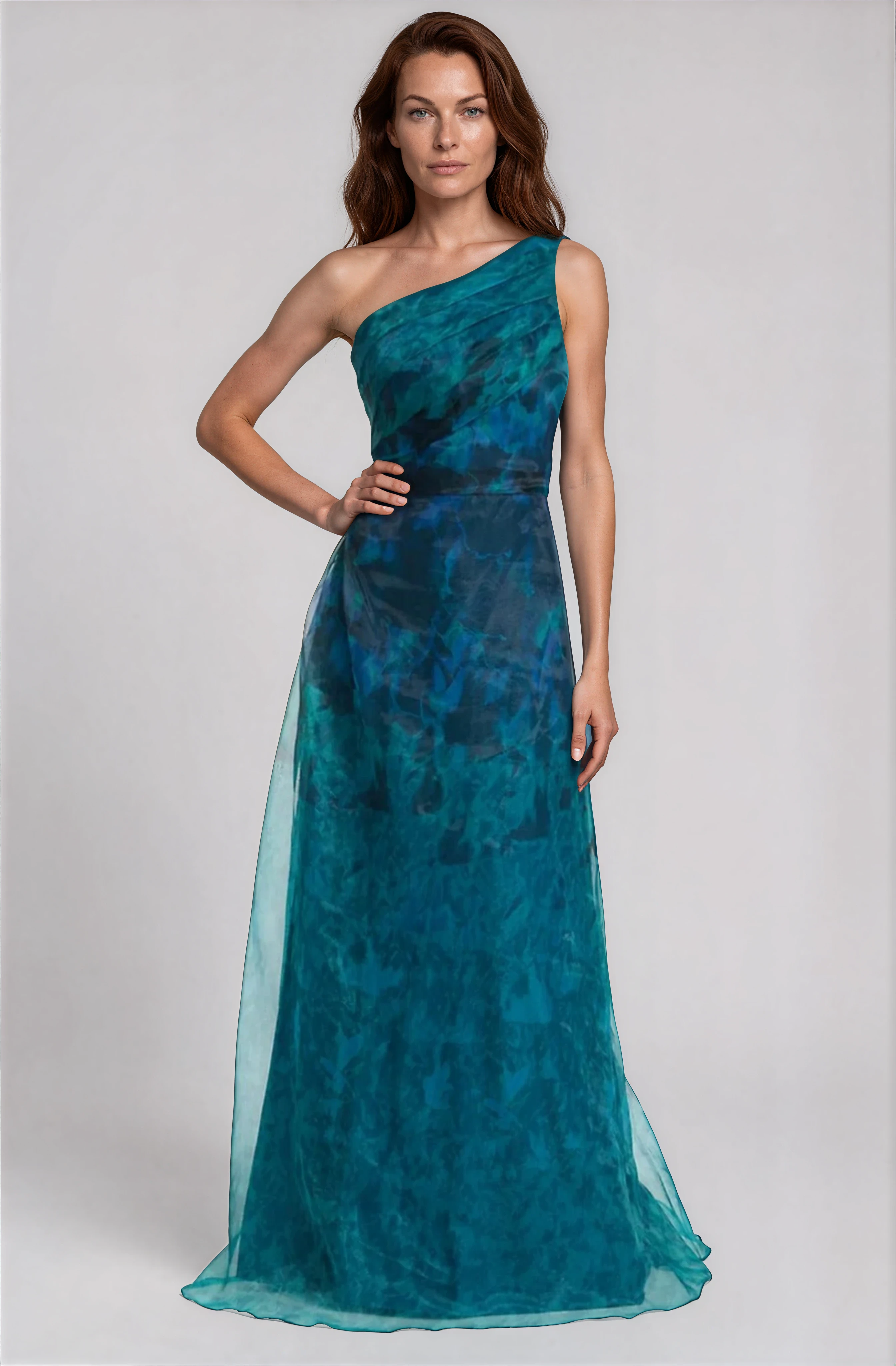 One Shoulder A-Line Organza Gown Gown Rene Ruiz Collection