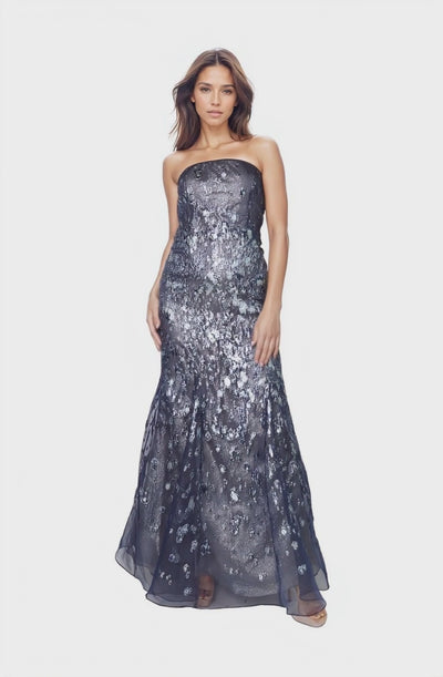 Strapless Fil Coupe Fit And Flare Gown Gown Rene Ruiz Collection