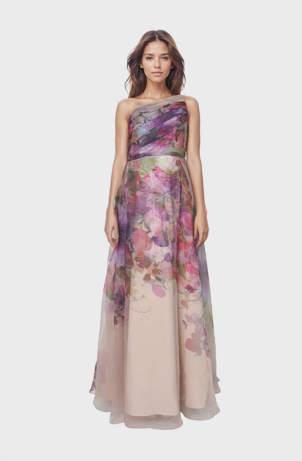 One Shoulder A-line Organza Gown Gown Rene Ruiz Collection