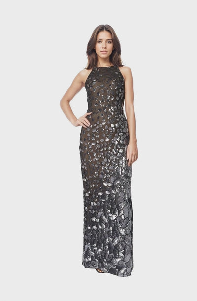 Halter Sequin Fit And Flare Gown Gown Rene Ruiz Collection