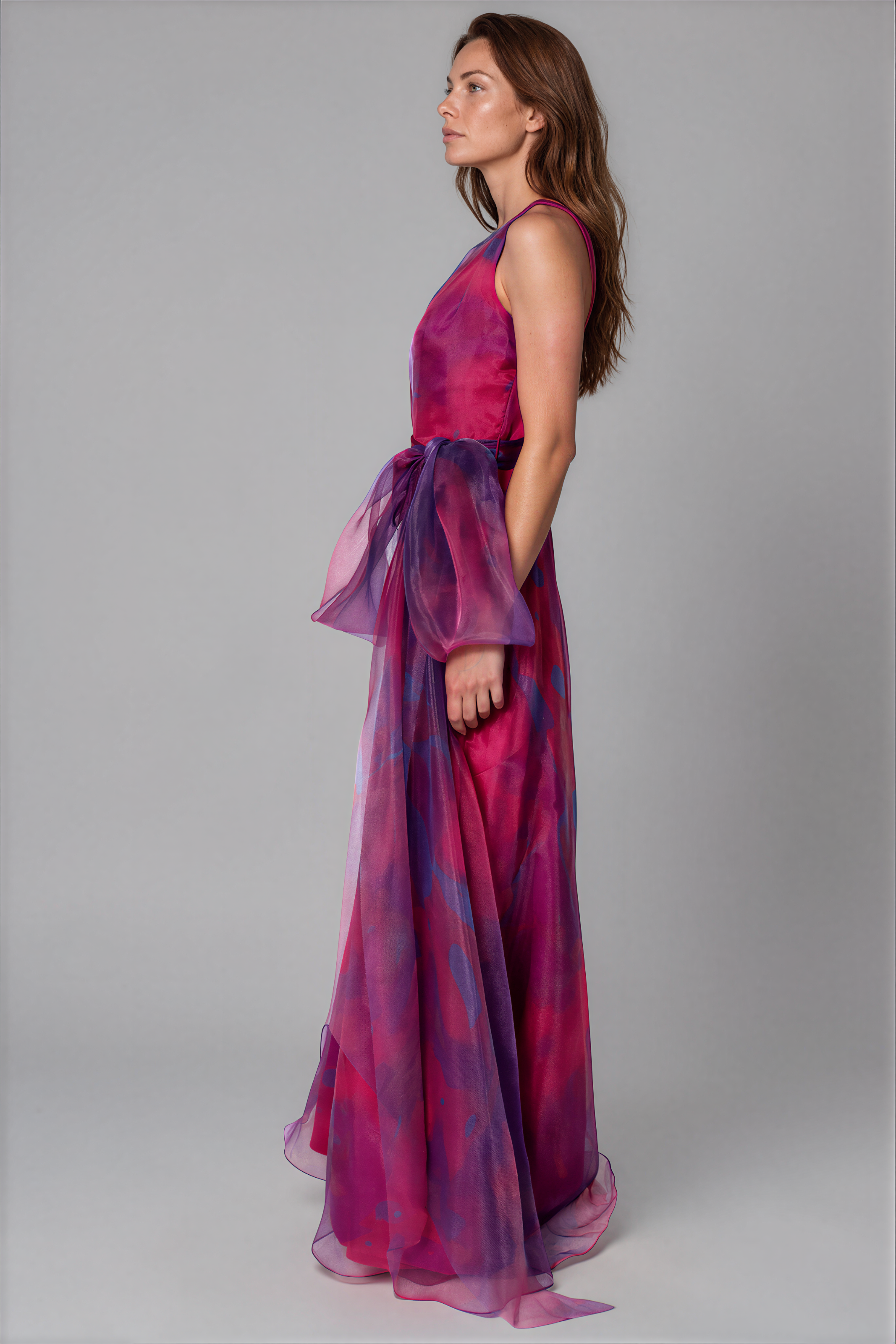 V-Neck Organza A-Line Gown Gown Rene Ruiz Collection