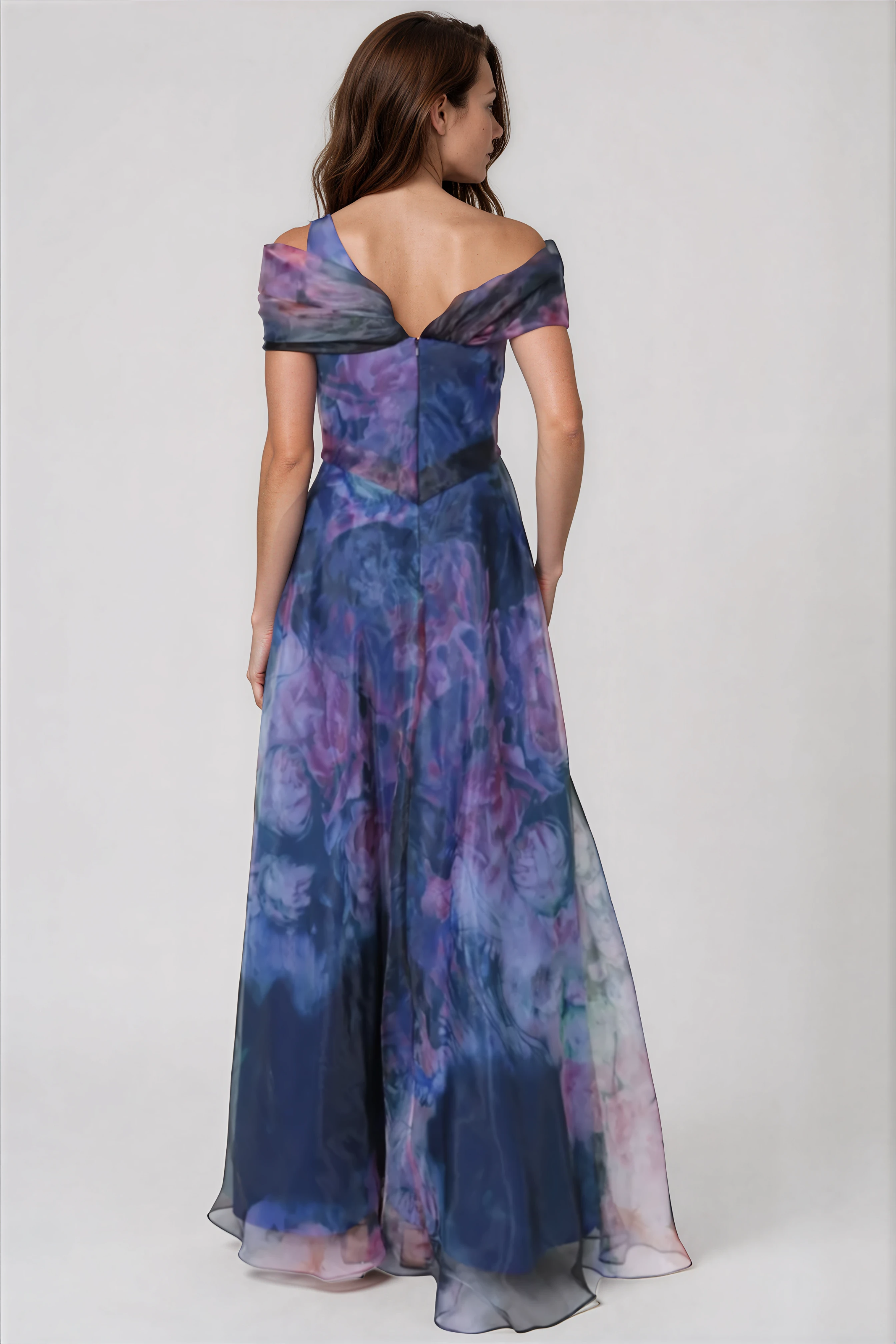 Twisted Off-The-Shoulder Organza Gown