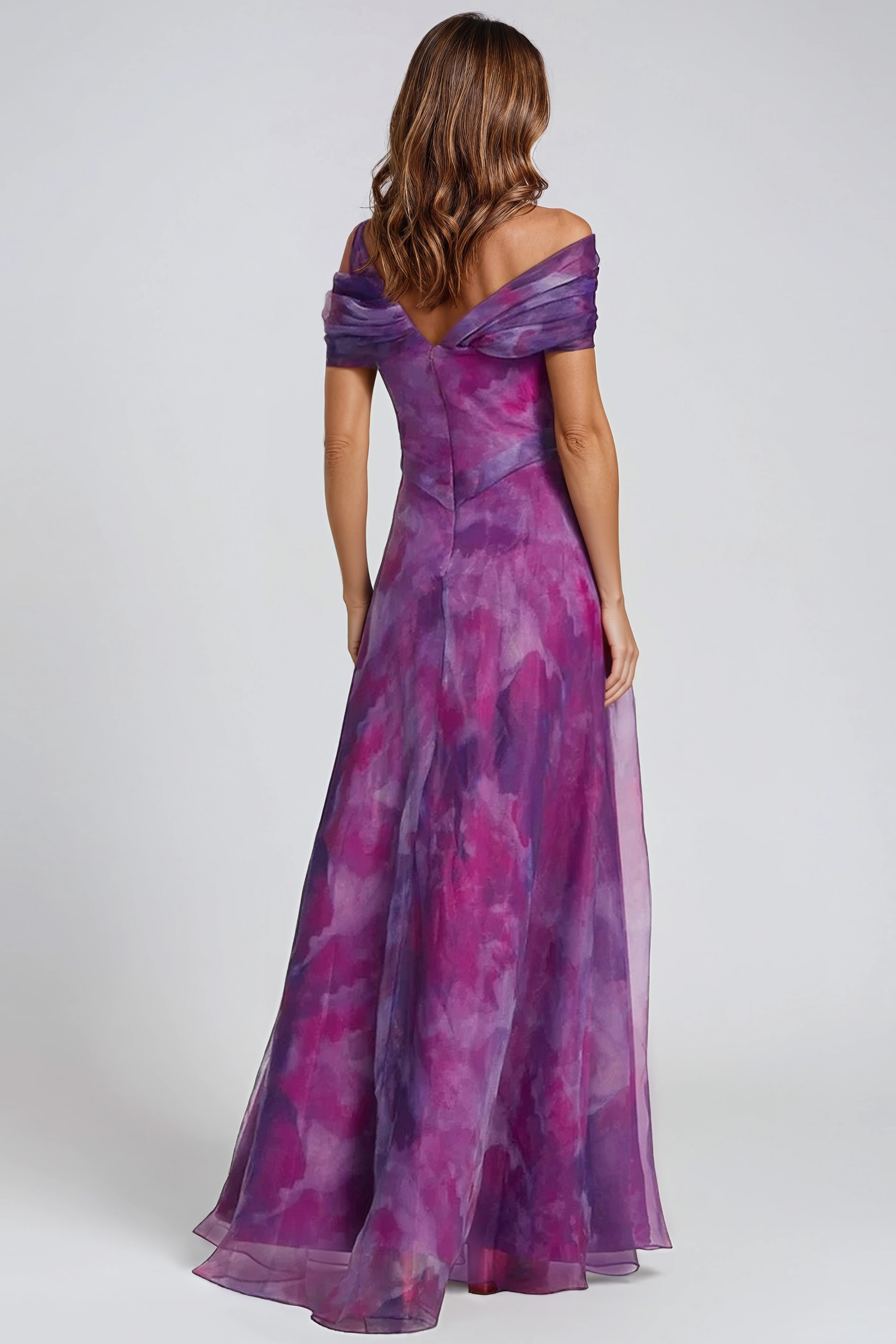 Twisted Off-The-Shoulder Organza Gown Gown Rene Ruiz Collection