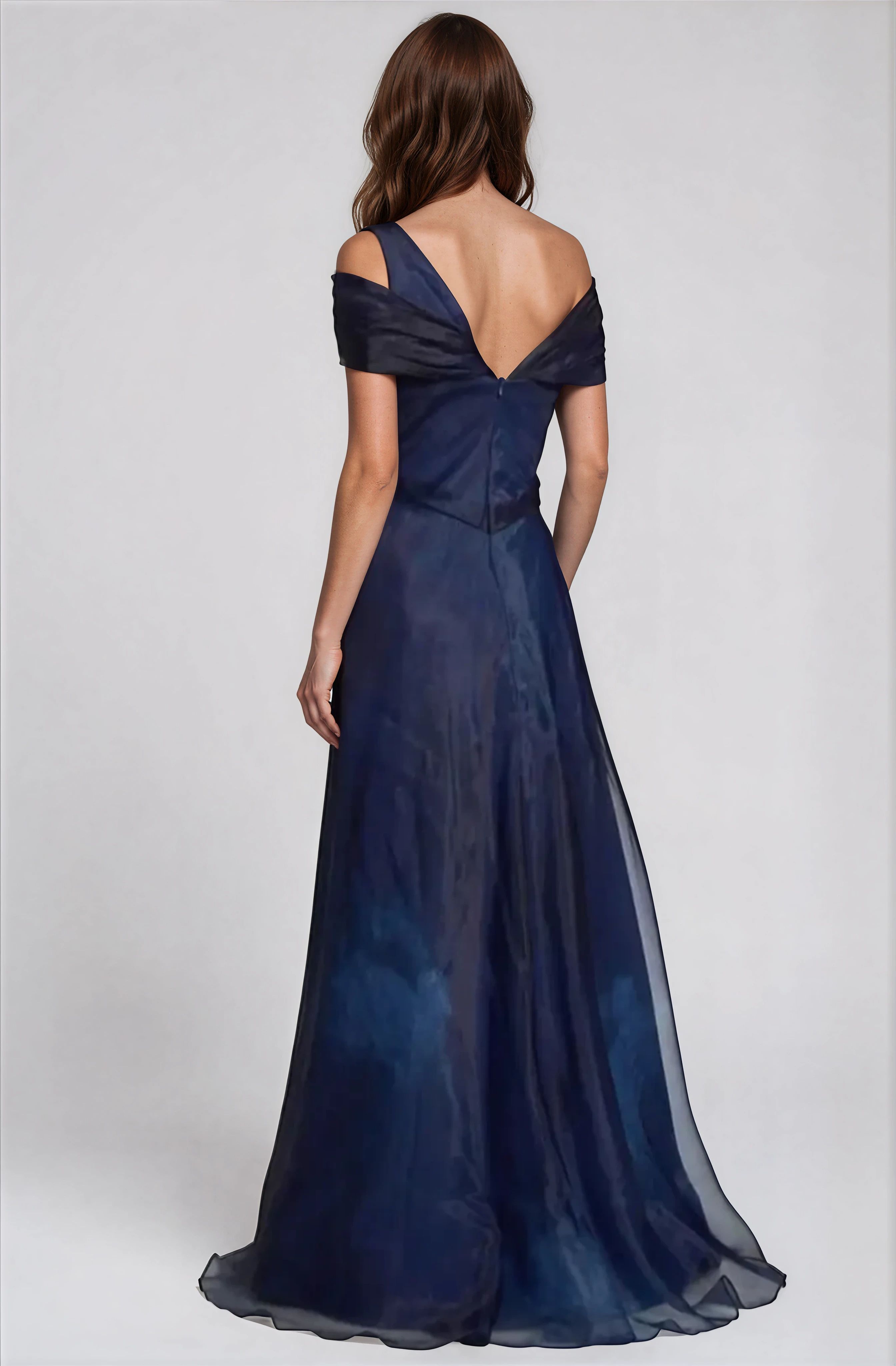 Twisted Off-The-Shoulder Organza Gown Gown Rene Ruiz Collection