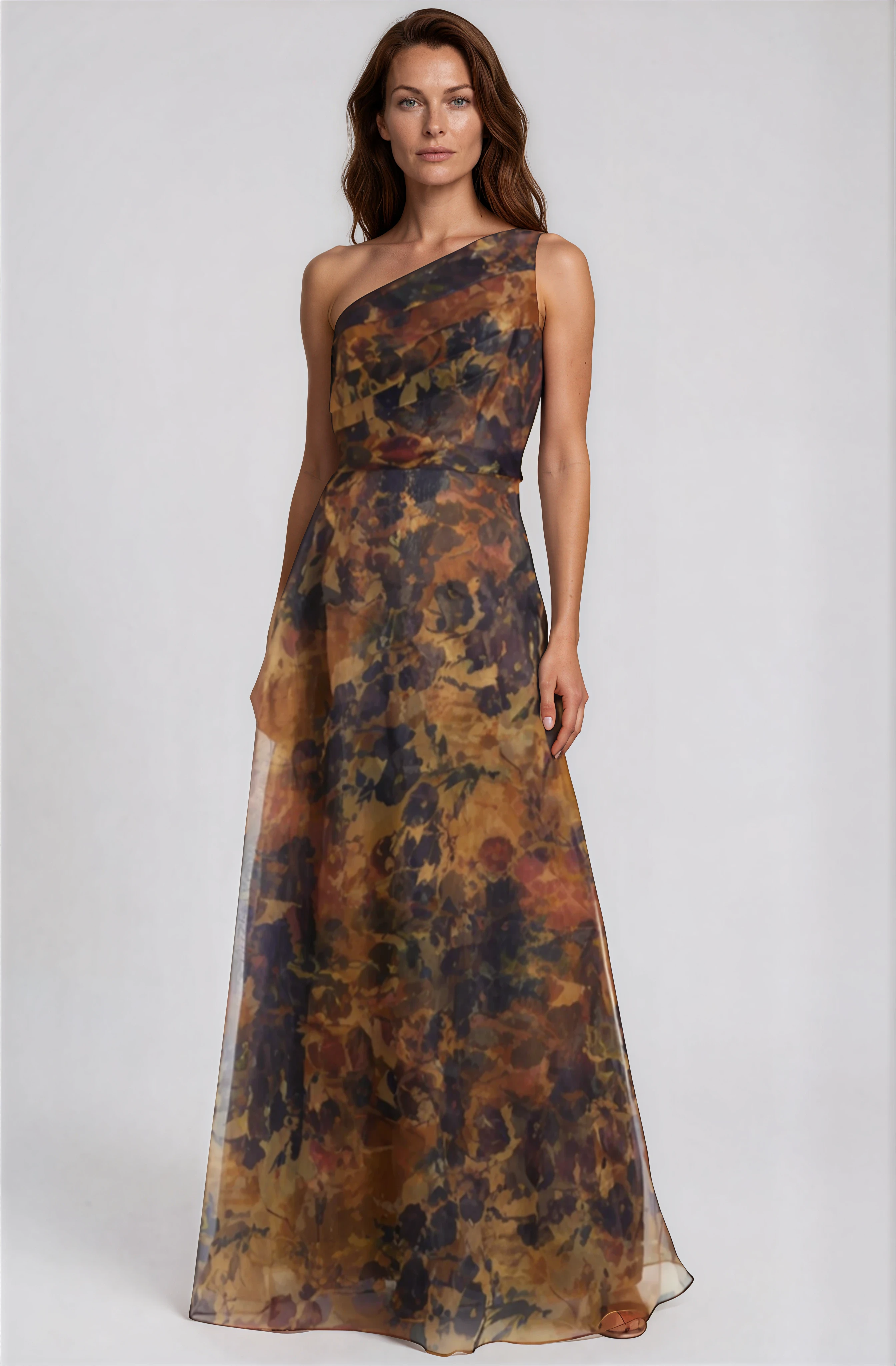 One Shoulder A-line Organza Gown