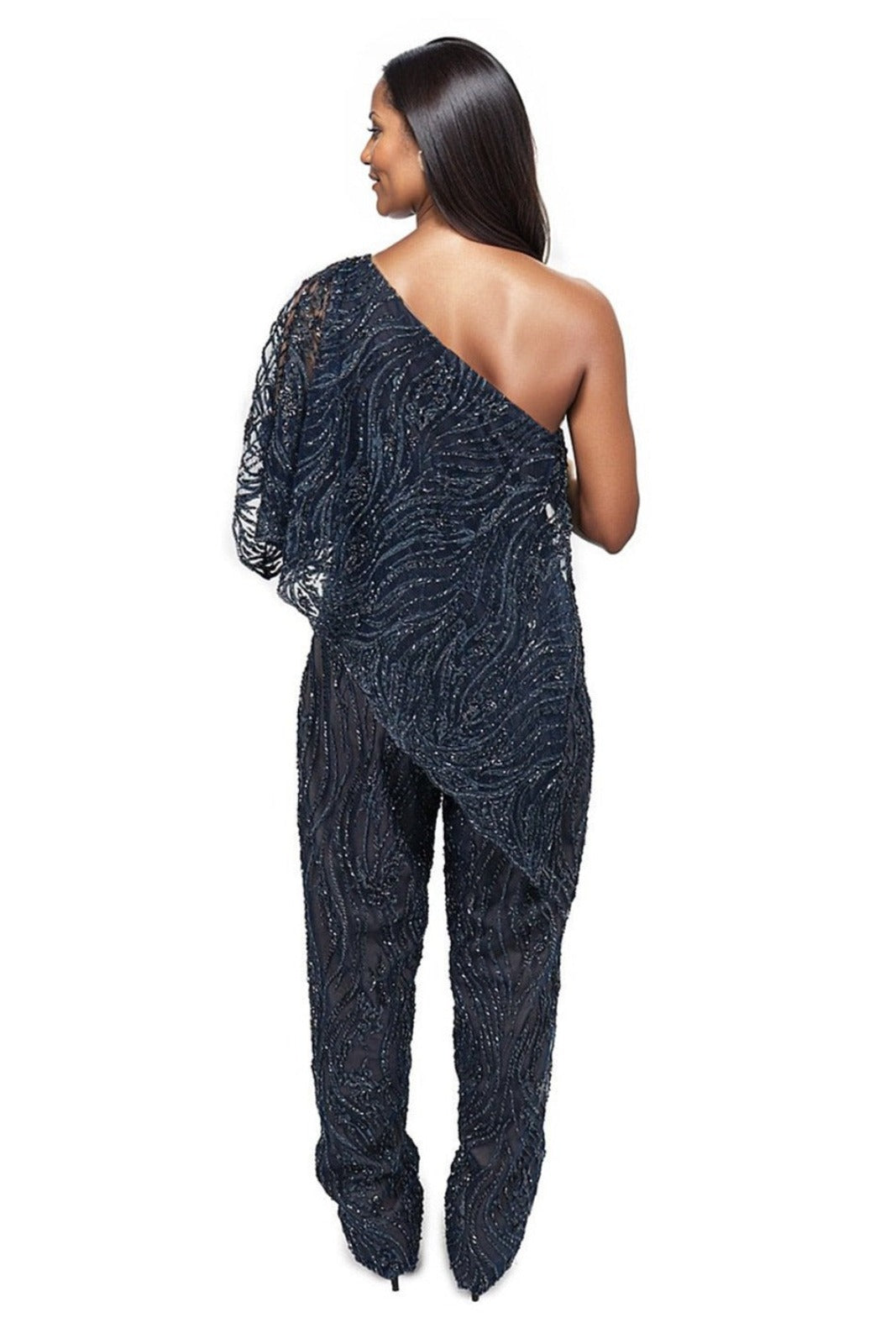 Beaded One Shoulder Jumpsuit  