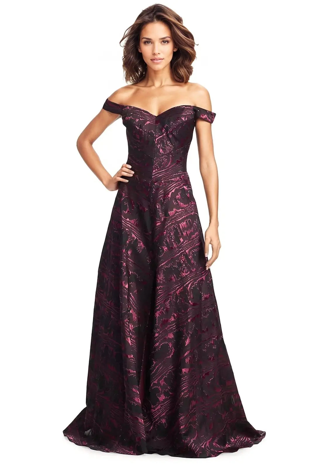 Brocade Off-The-Shoulder Gown  