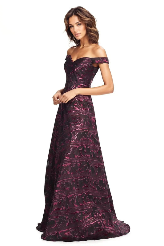 Brocade Off-The-Shoulder Gown  