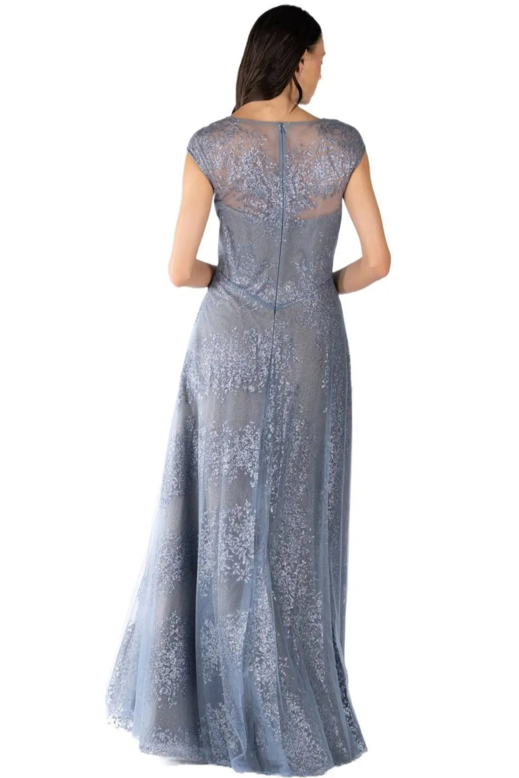 Cap Sleeve Illusion A-Line Gown  