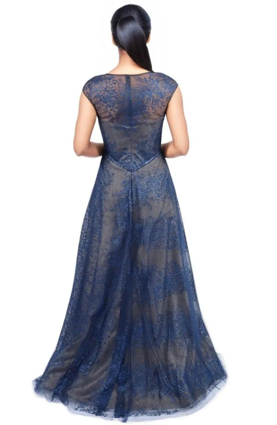 Cap Sleeve Illusion Gown  