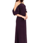 Crepe Column Illusion Gown with Puff Sleeve  