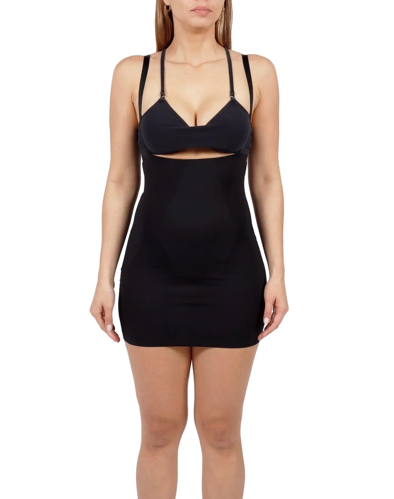 Full Bodysuit Slip Dress Black 