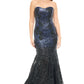 Strapless Sequin Gown Black Multi 