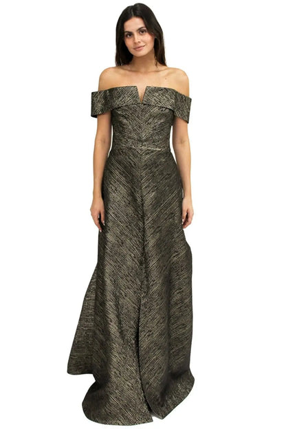 Off The Shoulder Bias Gown Pewter 