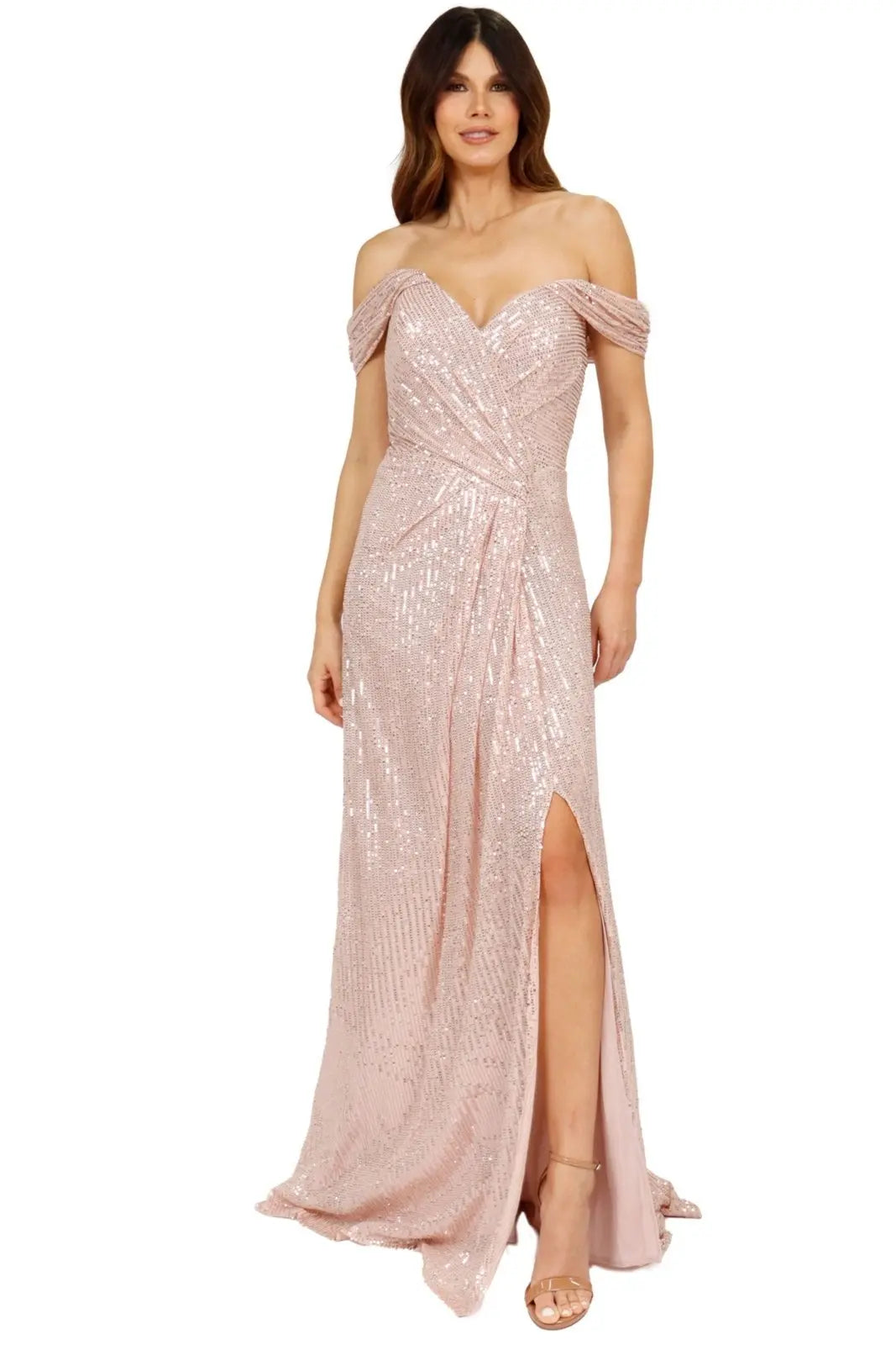 Long Sequin Gown with Sleeve  