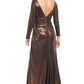 Long Sleeve Draped Gown  