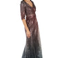 Long Sleeve Draped Sequin Gown  