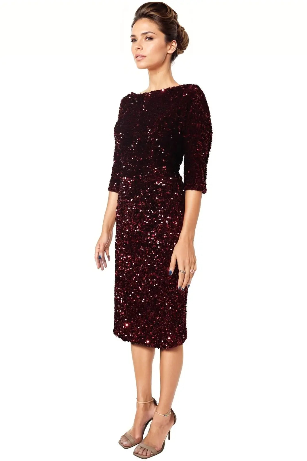 3/4 Sleeve Sequin Cocktail  