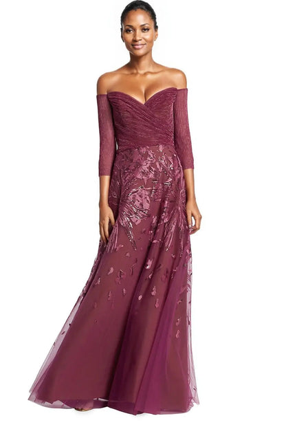 Metallic Embroidered Tulle Gown Pink 