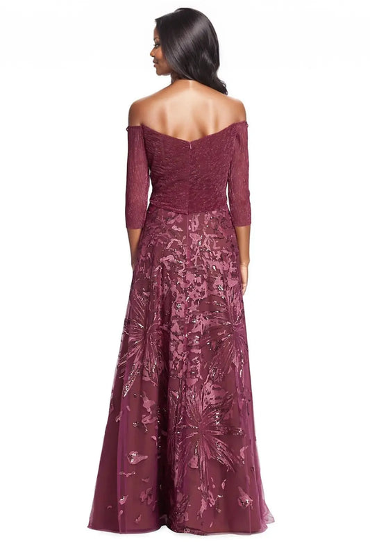 Metallic Embroidered Tulle Gown  