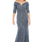 Metallic Knit Off Shoulder Mermaid Gown  