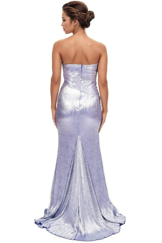 Metallic Strapless Gown  