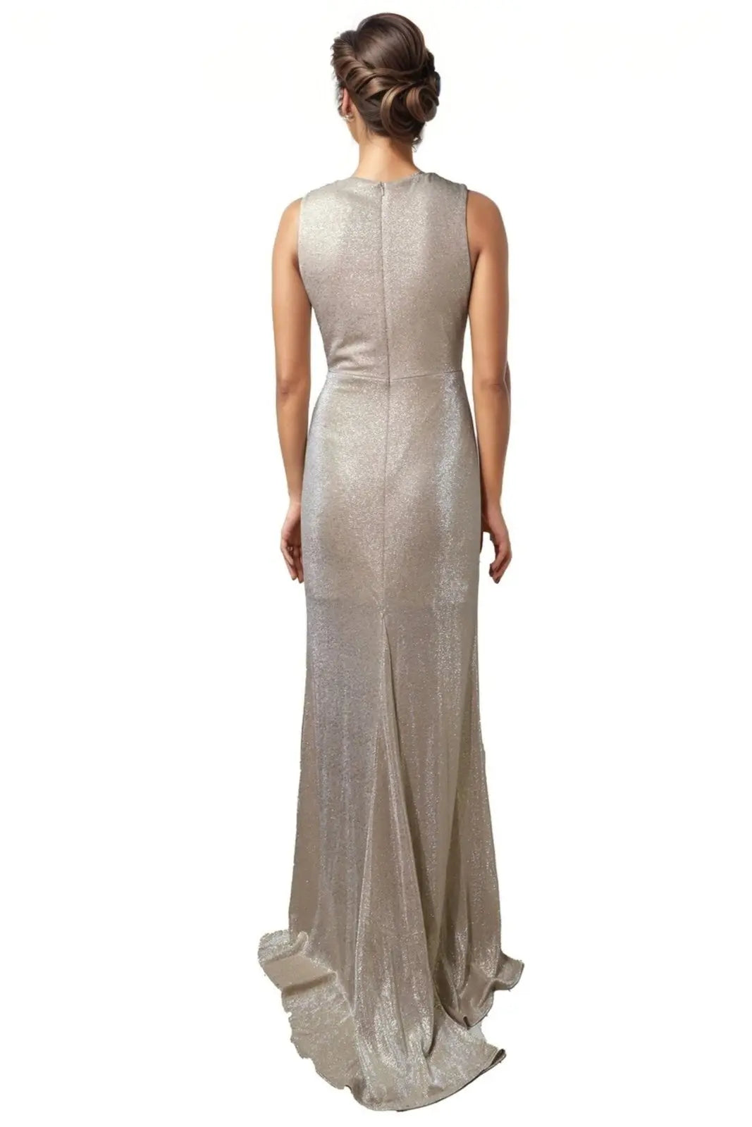 Metallic Twisted Front Mermaid Gown  