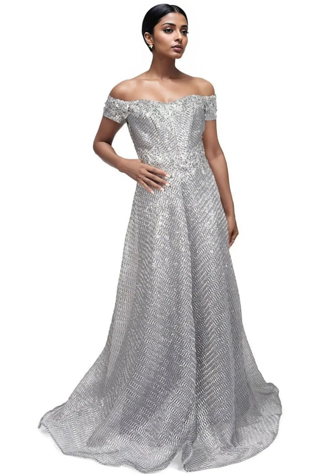 Off The Shoulder A-Line Gown  